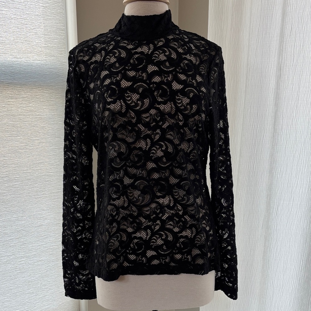 White House Black Market Black Lace Blouse